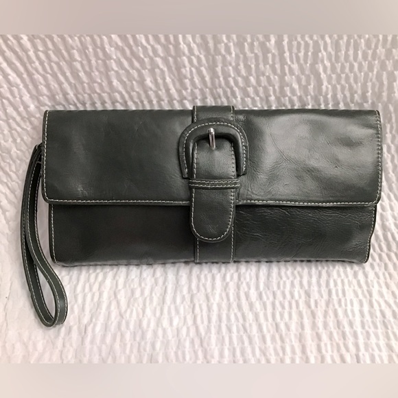 Ego Leather Dark Green Clutch - Picture 1 of 7